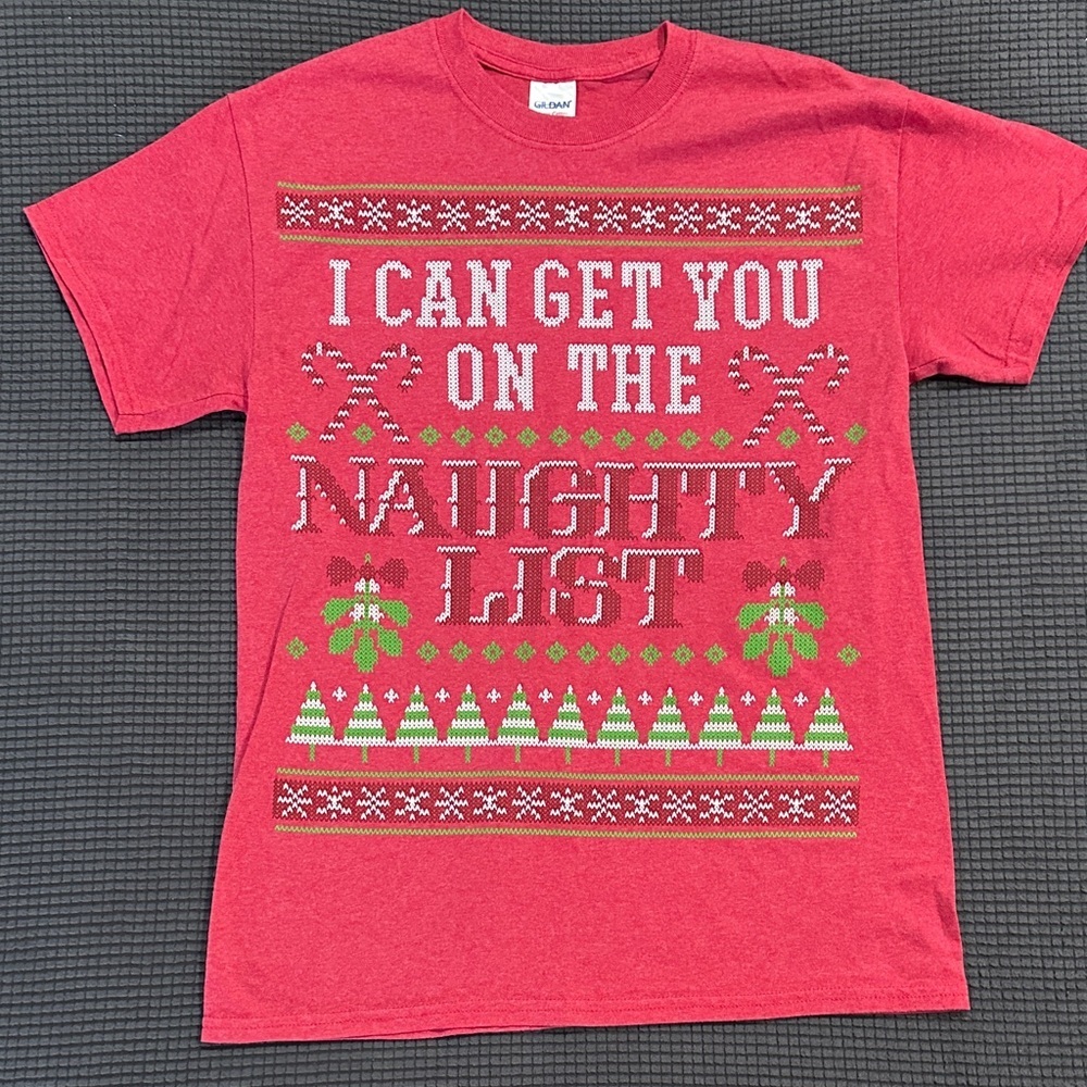 LIMITED TIME $5 ITEM!! Red Graphic T-Shirt with Festive Print - Picture 1 of 2